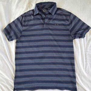Under Armour HeatGear Navy, Purple & Light Blue Striped Men’s Polo